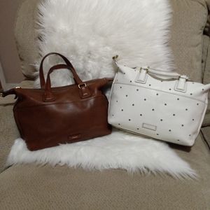 2 Fossil Julia Satchel Brown and White